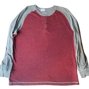Red Head Men’s Long Sleeve Screw Neck T-shirt size L, Burgundy Red & Gray